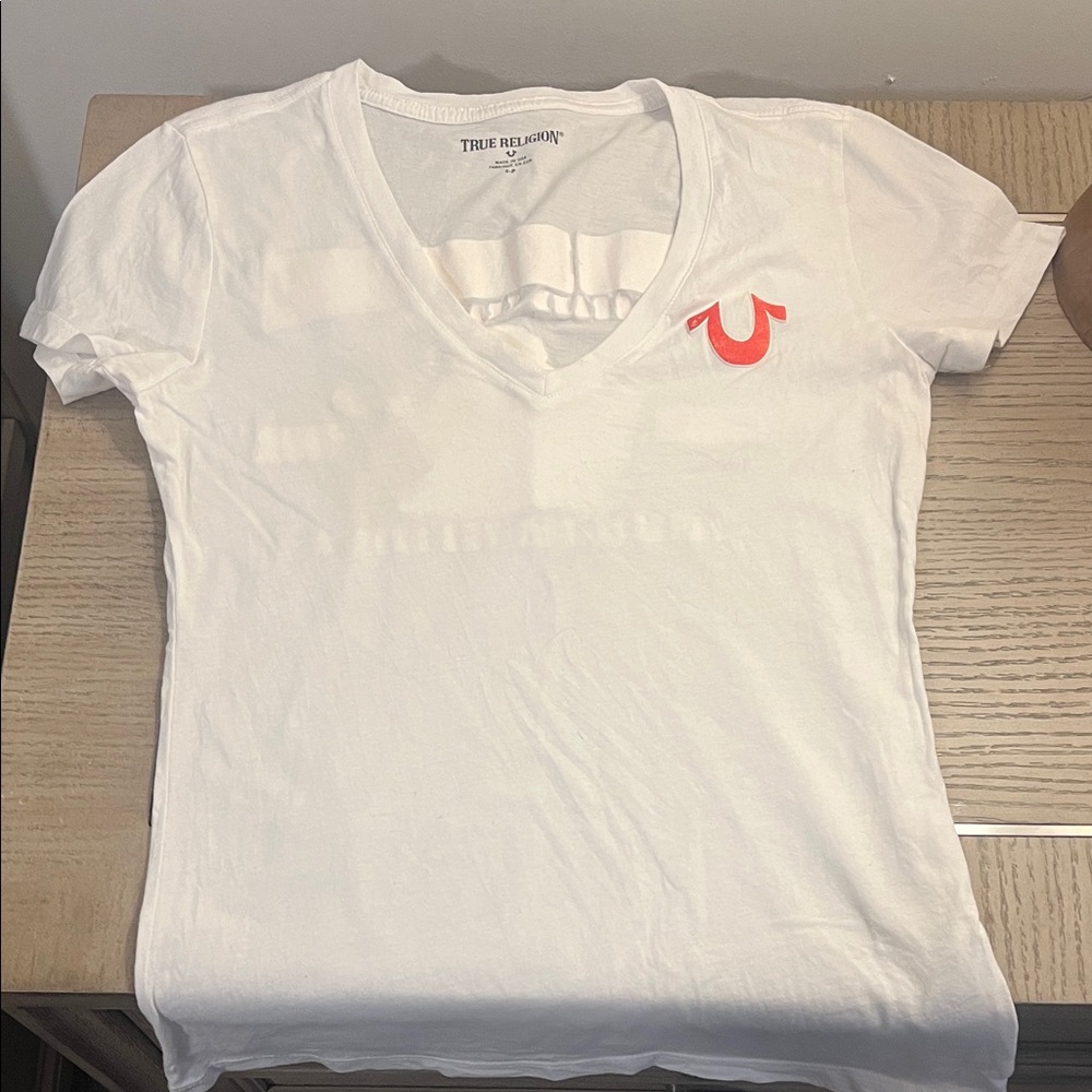 True Religion White Tee with Red Accent